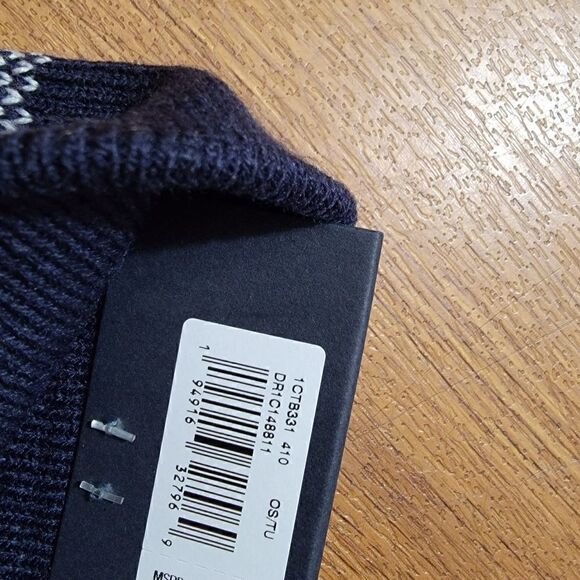 Tommy Hilfiger Navy Flag Beanie Hat Unisex Red White New Knit One Size Fleece